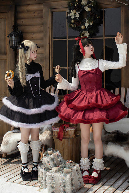 Lolita JSK Dress - Winter's Wish, 2 Colors, Sweet Style, Bow Detail, Layered - additional product view 6