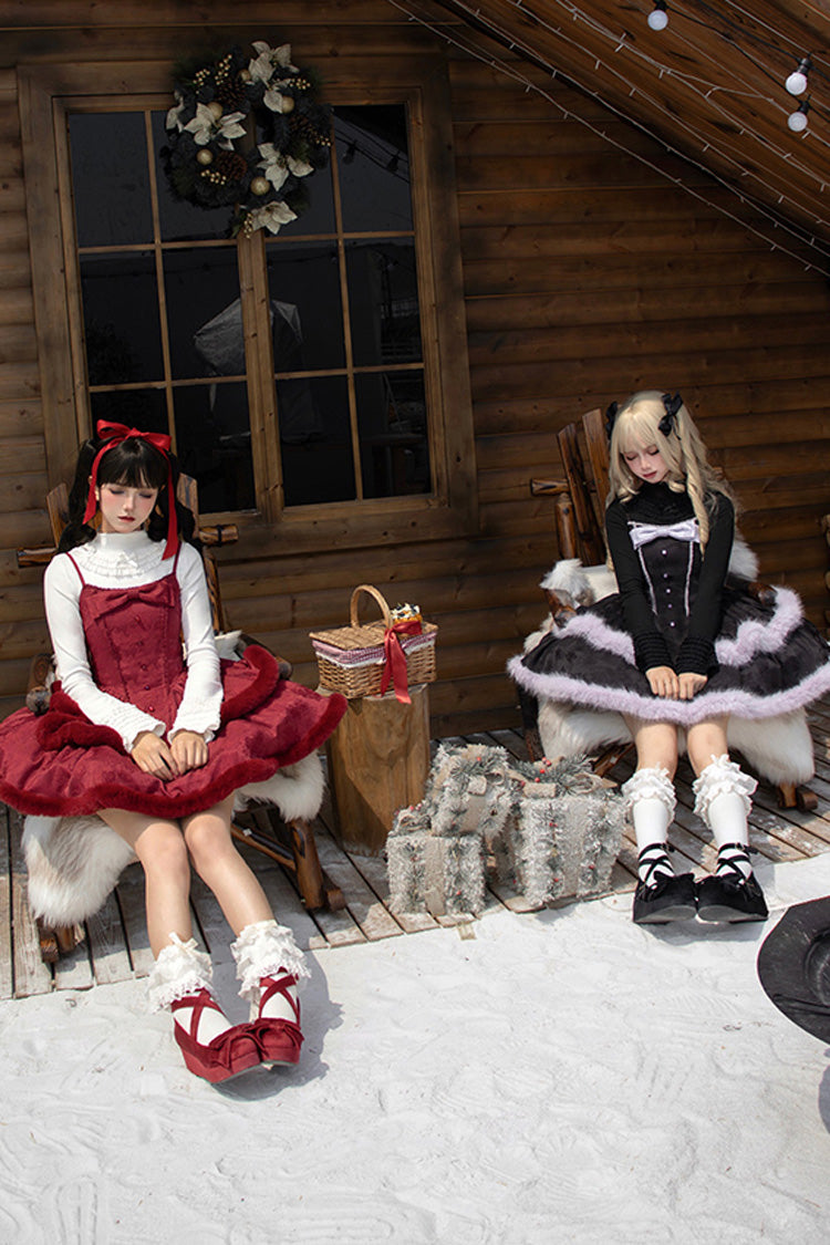 Lolita JSK Dress - Winter's Wish, 2 Colors, Sweet Style, Bow Detail, Layered - additional product view 7