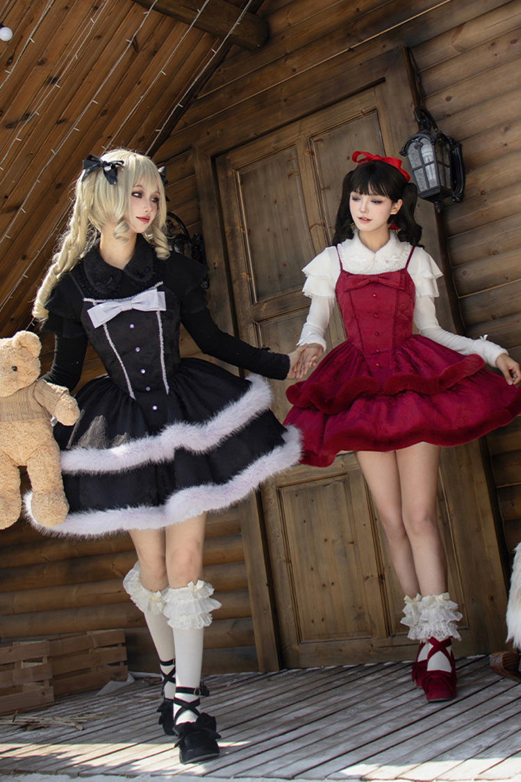 Lolita JSK Dress - Winter's Wish, 2 Colors, Sweet Style, Bow Detail, Layered - additional product view 8