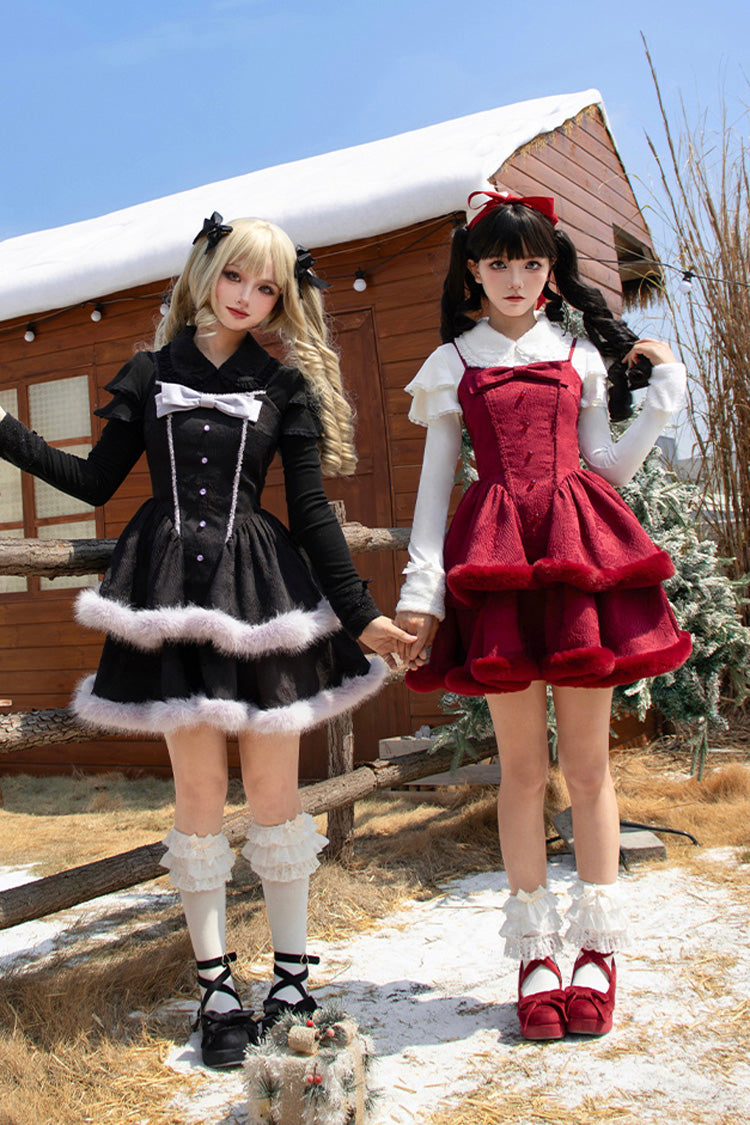Lolita JSK Dress - Winter's Wish, 2 Colors, Sweet Style, Bow Detail, Layered - additional product view 9