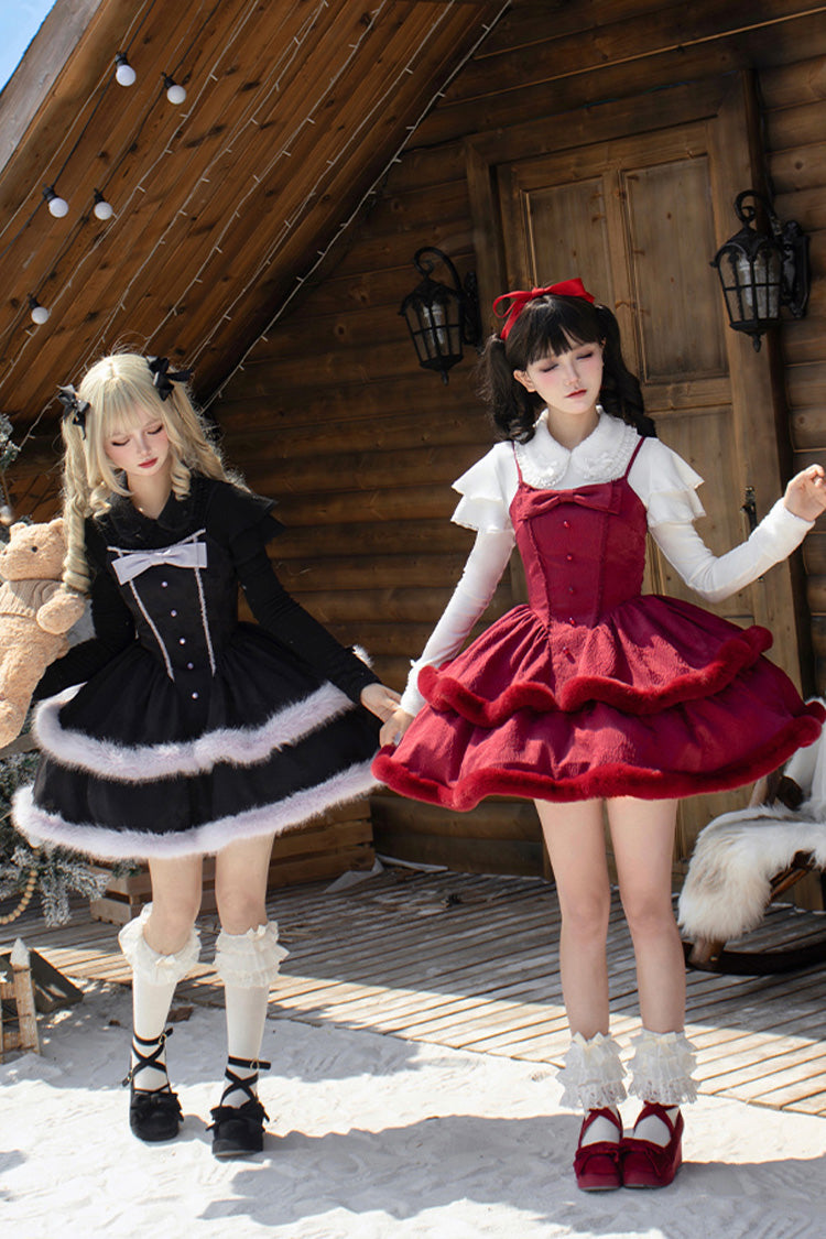 Lolita JSK Dress - Winter's Wish, 2 Colors, Sweet Style, Bow Detail, Layered - additional product view 10