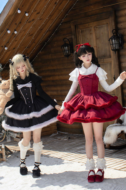 Lolita JSK Dress - Winter's Wish, 2 Colors, Sweet Style, Bow Detail, Layered - additional product view 10