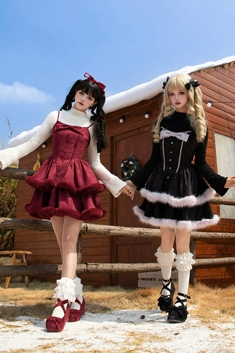 Lolita JSK Dress - Winter's Wish, 2 Colors, Sweet Style, Bow Detail, Layered - additional product view 11