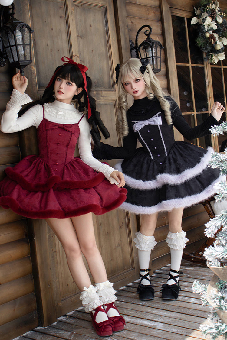 Lolita JSK Dress - Winter's Wish, 2 Colors, Sweet Style, Bow Detail, Layered - additional product view 12