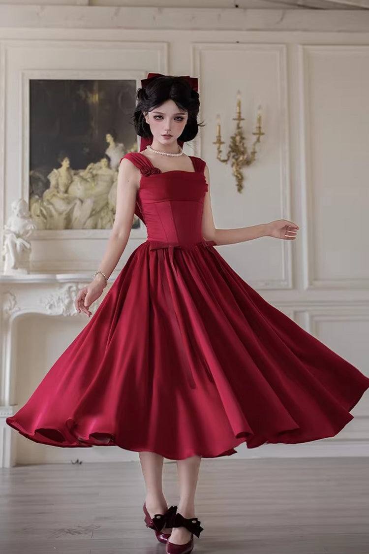 Lolita JSK Dress - With Love, Red, Square Collar - Kawaii Layering Dress - additional product view 2