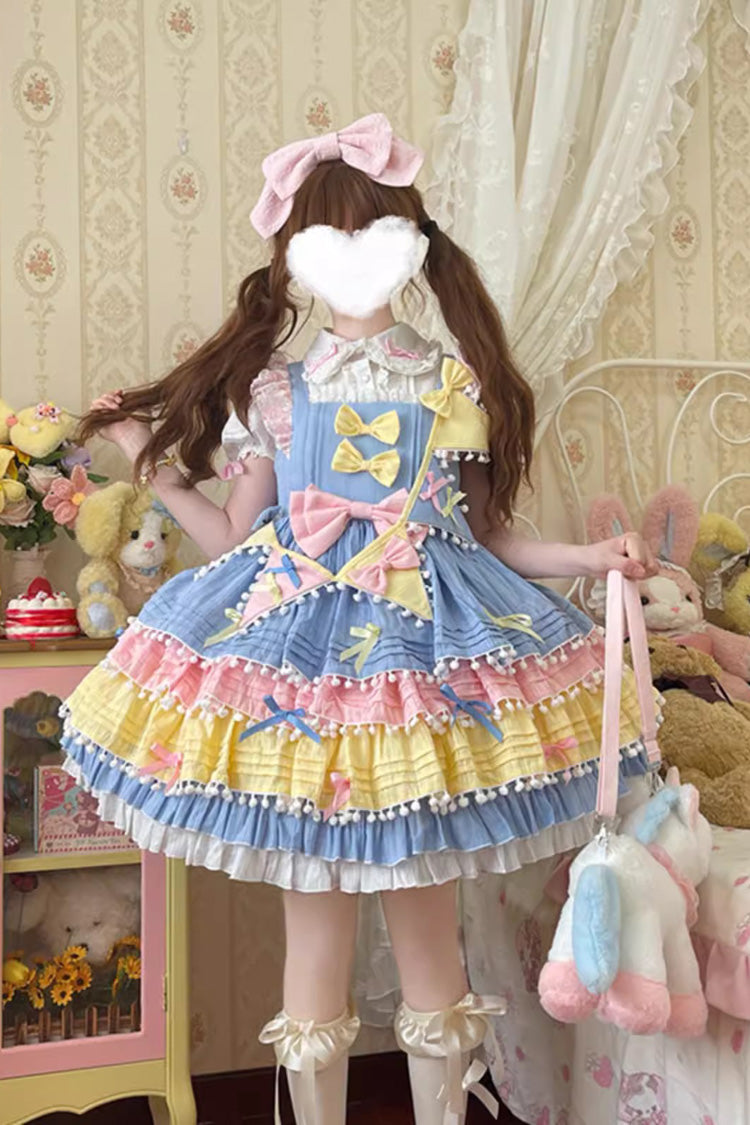 Lolita JSK Dress - Yellow/blue/pink, 3 Colors, Bow Detail, Sweet Style - additional product view 2