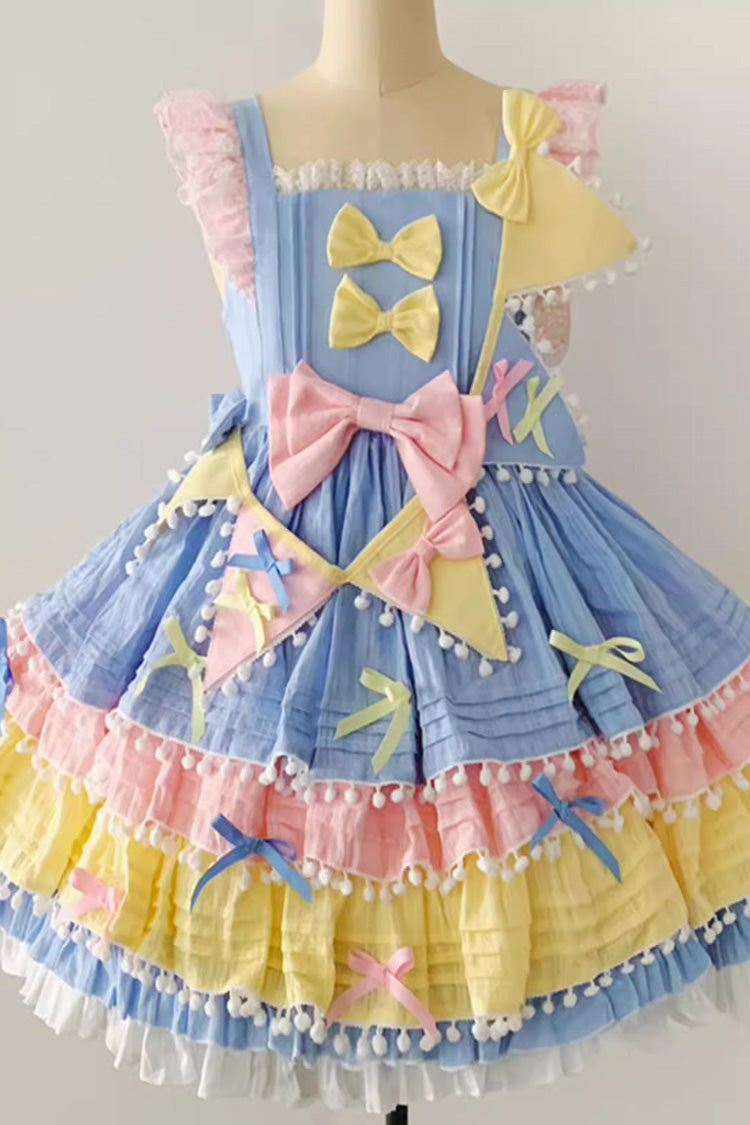 Lolita JSK Dress - Yellow/blue/pink, 3 Colors, Bow Detail, Sweet Style - additional product view 4