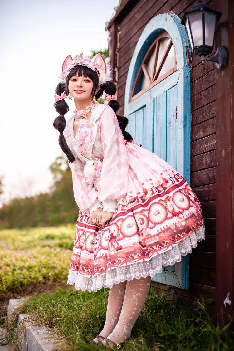 Lolita Jumper Skirt - Afternoon Fantasia, White, Long Sleeves, Sweet Style, Bow Detail - additional product view 2
