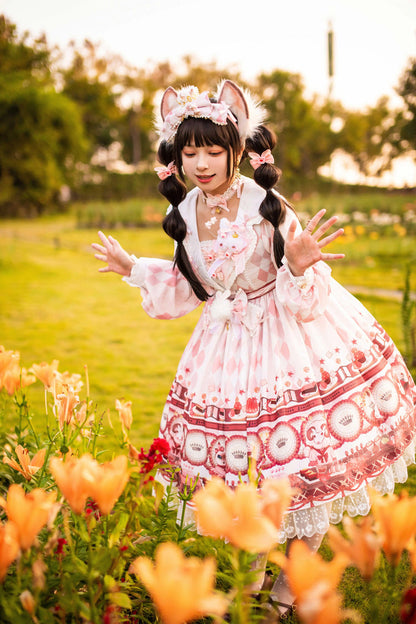Lolita Jumper Skirt - Afternoon Fantasia, White, Long Sleeves, Sweet Style, Bow Detail - additional product view 3