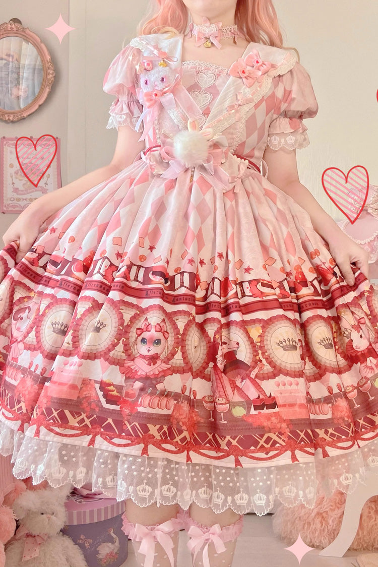 Lolita Jumper Skirt - Afternoon Fantasia, White, Long Sleeves, Sweet Style, Bow Detail - additional product view 6
