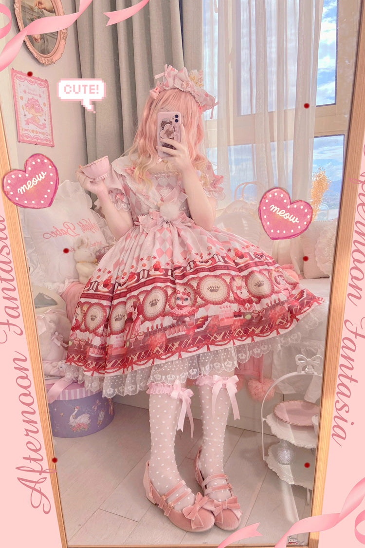 Lolita Jumper Skirt - Afternoon Fantasia, White, Long Sleeves, Sweet Style, Bow Detail - additional product view 8