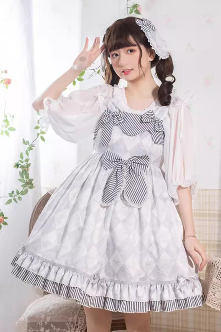 Lolita Jumper Skirt - Alice Bunny, Gray, Ruffled, Sweet Style, Bow Detail - additional product view 5