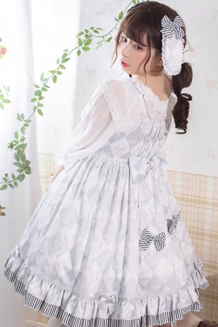Lolita Jumper Skirt - Alice Bunny, Gray, Ruffled, Sweet Style, Bow Detail - additional product view 6