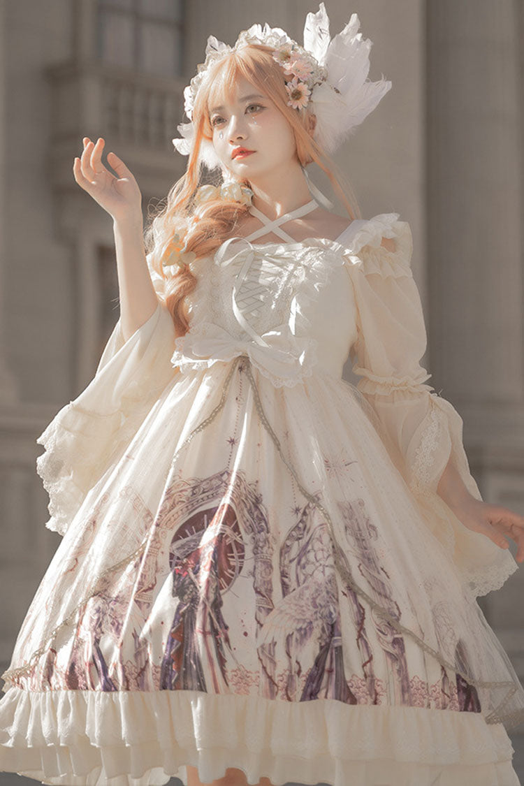 Lolita Jumper Skirt - Ancient Mythology Angel Wings, Ivory, Printed, Gothic Style - additional product view 5