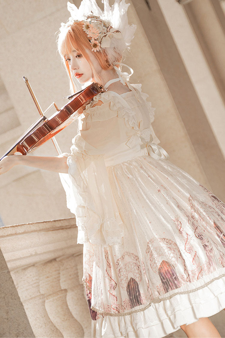 Lolita Jumper Skirt - Ancient Mythology Angel Wings, Ivory, Printed, Gothic Style - additional product view 6