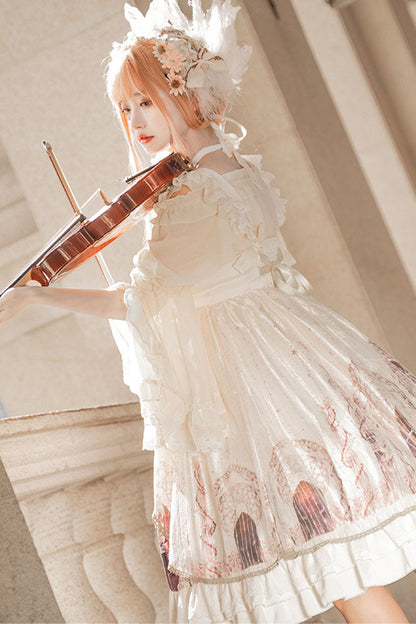Lolita Jumper Skirt - Ancient Mythology Angel Wings, Ivory, Printed, Gothic Style - additional product view 6
