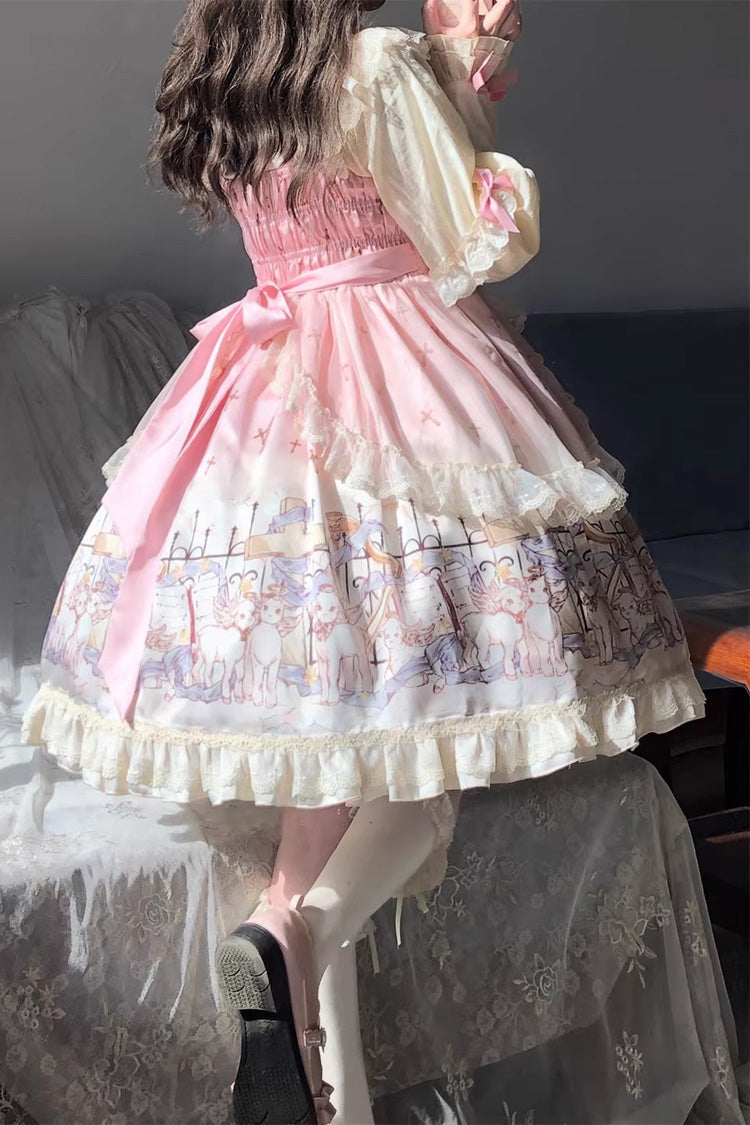 Lolita Jumper Skirt - Angel Lamb, 3 Colors, Ruffled, Printed, Sweet Style - additional product view 3