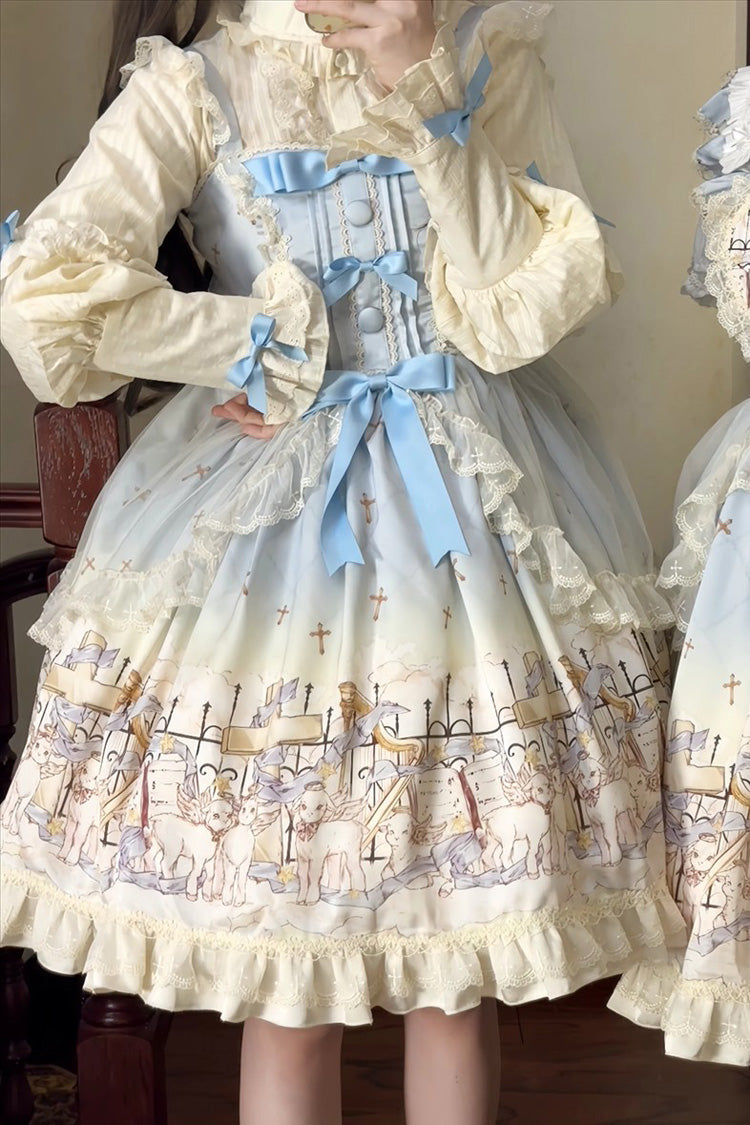 Lolita Jumper Skirt - Angel Lamb, 3 Colors, Ruffled, Printed, Sweet Style - additional product view 6