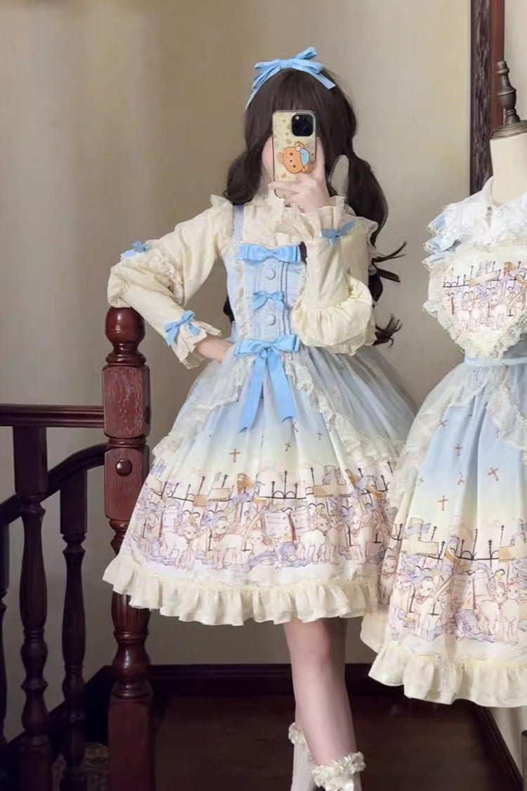 Lolita Jumper Skirt - Angel Lamb, 3 Colors, Ruffled, Printed, Sweet Style - additional product view 7