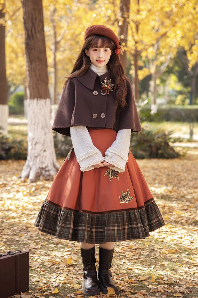 Lolita Jumper Skirt - Autumn Chronicles, 2 Colors, Sweet Style, Ruffled, Printed - additional product view 5