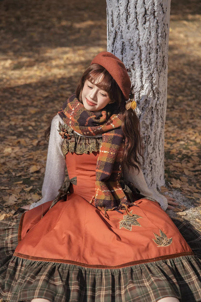 Lolita Jumper Skirt - Autumn Chronicles, 2 Colors, Sweet Style, Ruffled, Printed - additional product view 10
