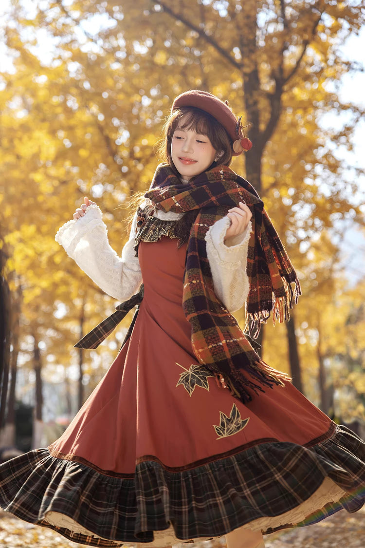 Lolita Jumper Skirt - Autumn Chronicles, 2 Colors, Sweet Style, Ruffled, Printed - additional product view 11