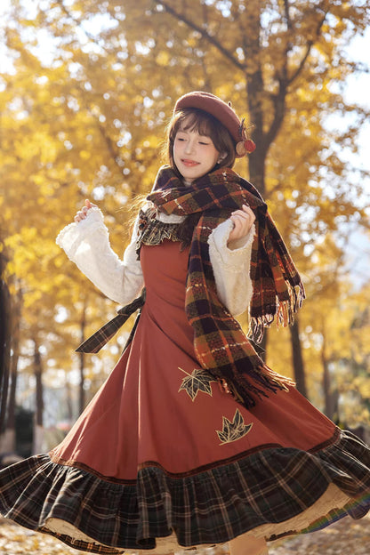 Lolita Jumper Skirt - Autumn Chronicles, 2 Colors, Sweet Style, Ruffled, Printed - additional product view 11