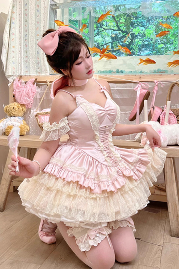 Lolita Jumper Skirt - Ballet Cat, Pink, Layered, Sweet Style, Ballet-Inspired Style - additional product view 2