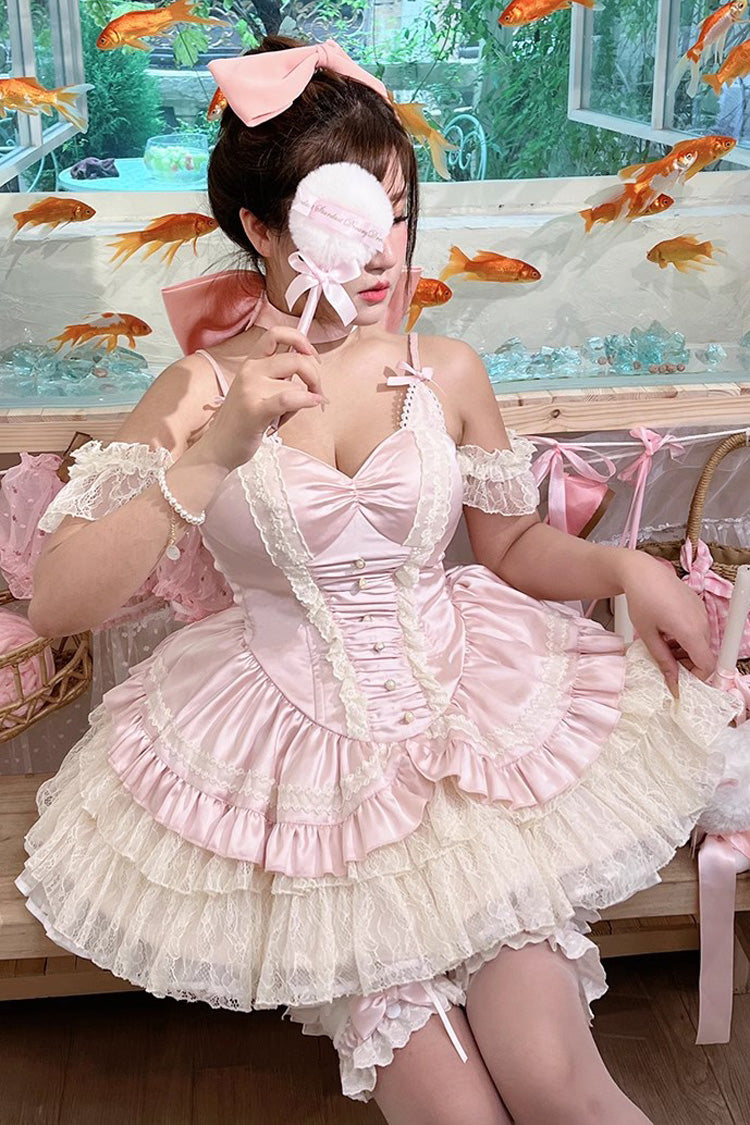 Lolita Jumper Skirt - Ballet Cat, Pink, Layered, Sweet Style, Ballet-Inspired Style - additional product view 3