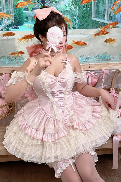 Lolita Jumper Skirt - Ballet Cat, Pink, Layered, Sweet Style, Ballet-Inspired Style - additional product view 3