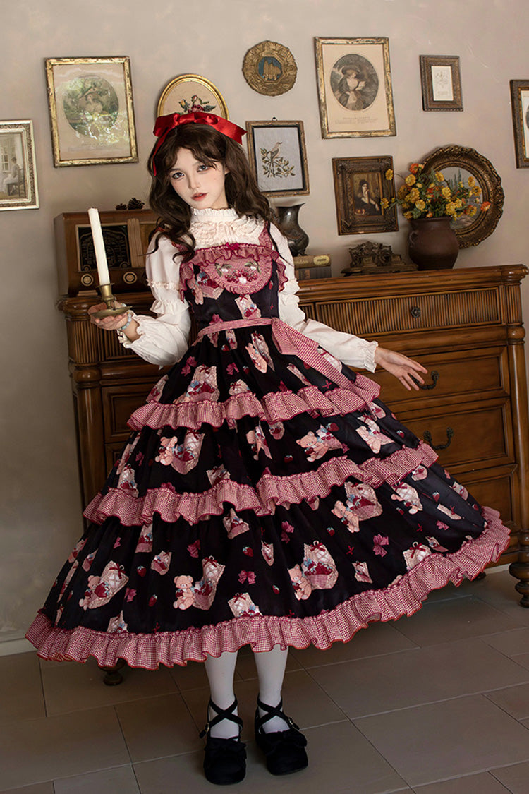 Lolita Jumper Skirt - Bell Strawberry Farm, 2 Colors, Layered, Sweet Style, Ruffled - additional product view 3