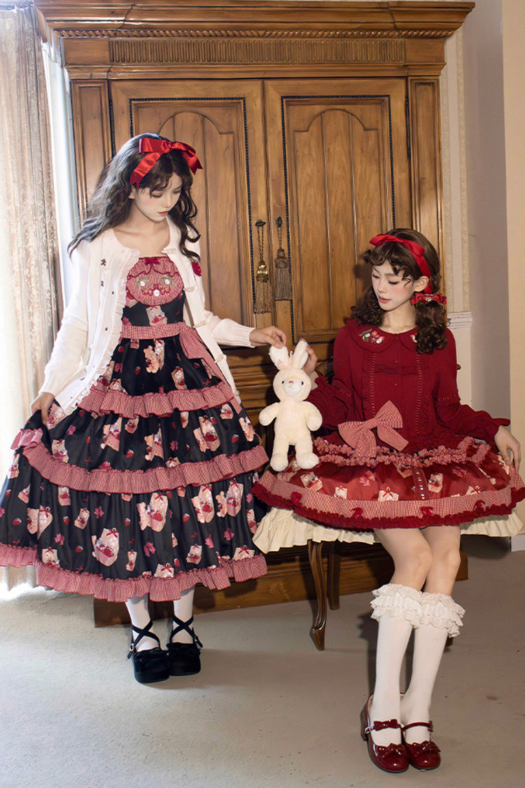Lolita Jumper Skirt - Bell Strawberry Farm, 2 Colors, Layered, Sweet Style, Ruffled - additional product view 5