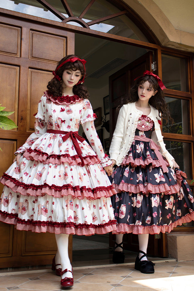 Lolita Jumper Skirt - Bell Strawberry Farm, 2 Colors, Layered, Sweet Style, Ruffled - additional product view 6