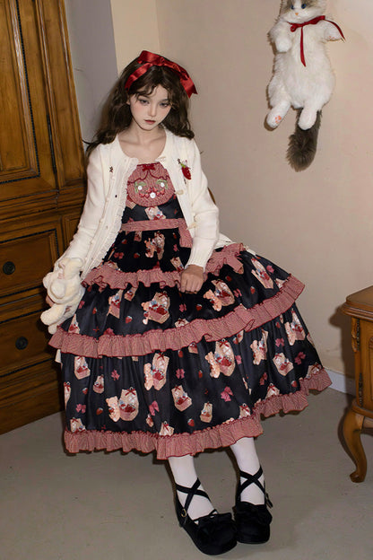 Lolita Jumper Skirt - Bell Strawberry Farm, 2 Colors, Layered, Sweet Style, Ruffled - additional product view 11