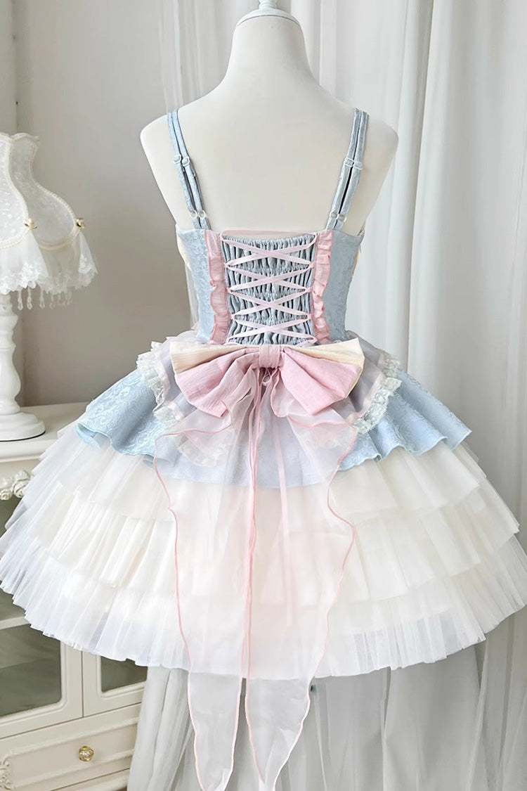 Lolita Jumper Skirt - Blue/pink Rose Peach Wine, 2 Colors, Sweet Style - additional product view 3