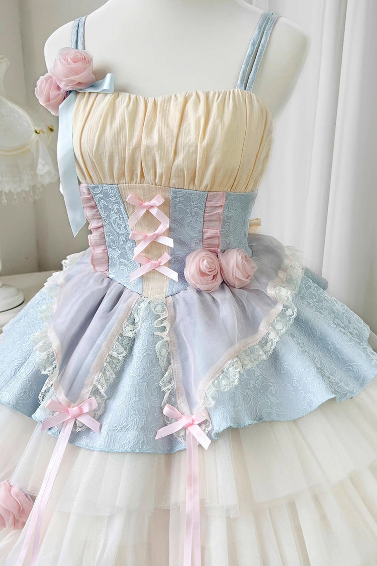Lolita Jumper Skirt - Blue/pink Rose Peach Wine, 2 Colors, Sweet Style - additional product view 13