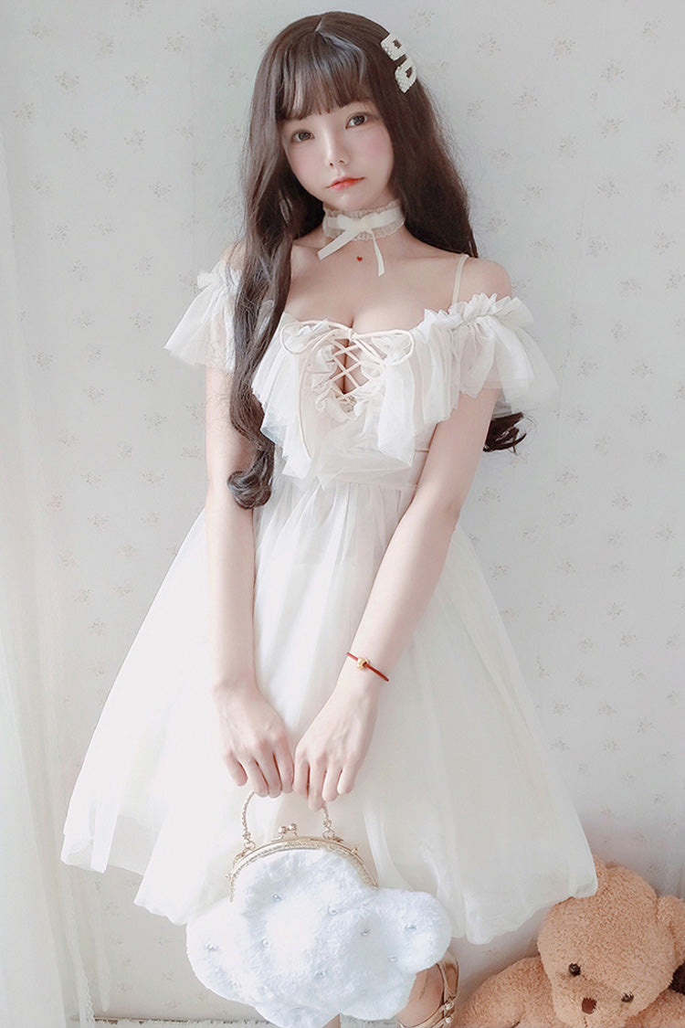 Lolita Jumper Skirt - Boat Neck, White, Sweet Style - Tea Party Jumper Dress - additional product view 2