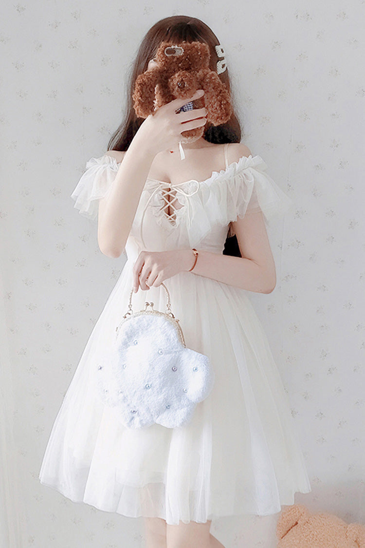 Lolita Jumper Skirt - Boat Neck, White, Sweet Style - Tea Party Jumper Dress - additional product view 3