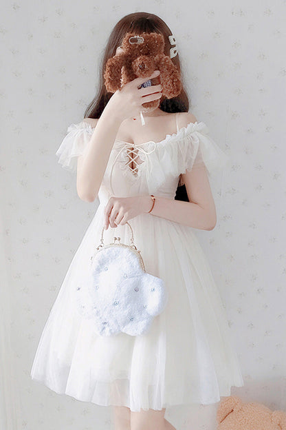 Lolita Jumper Skirt - Boat Neck, White, Sweet Style - Tea Party Jumper Dress - additional product view 3