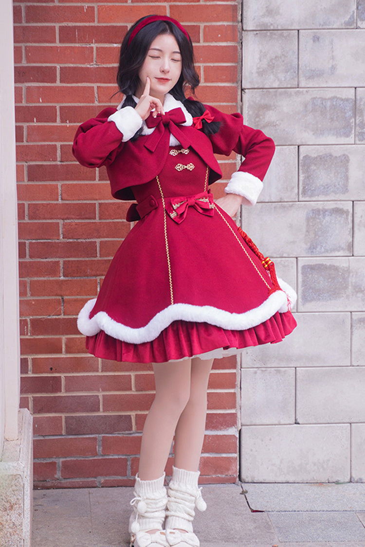 Lolita Jumper Skirt - Bowknot Lantern Festival And, Red, Bow Detail, Sweet Style - additional product view 3
