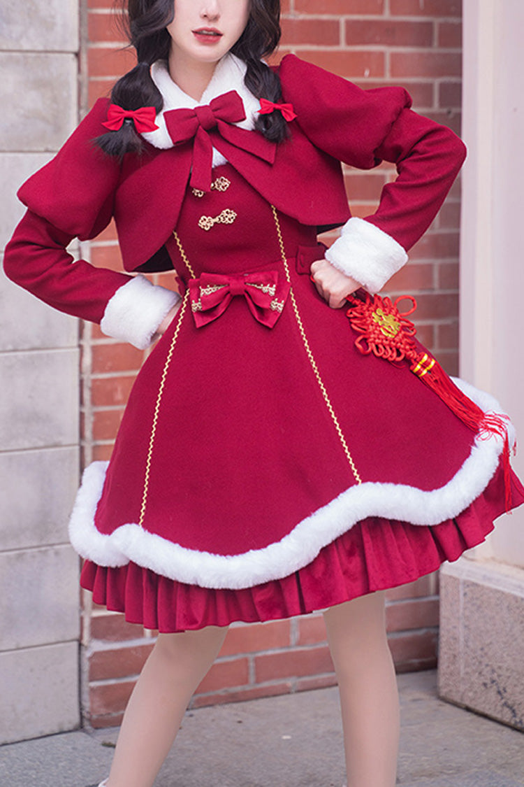 Lolita Jumper Skirt - Bowknot Lantern Festival And, Red, Bow Detail, Sweet Style - main product image