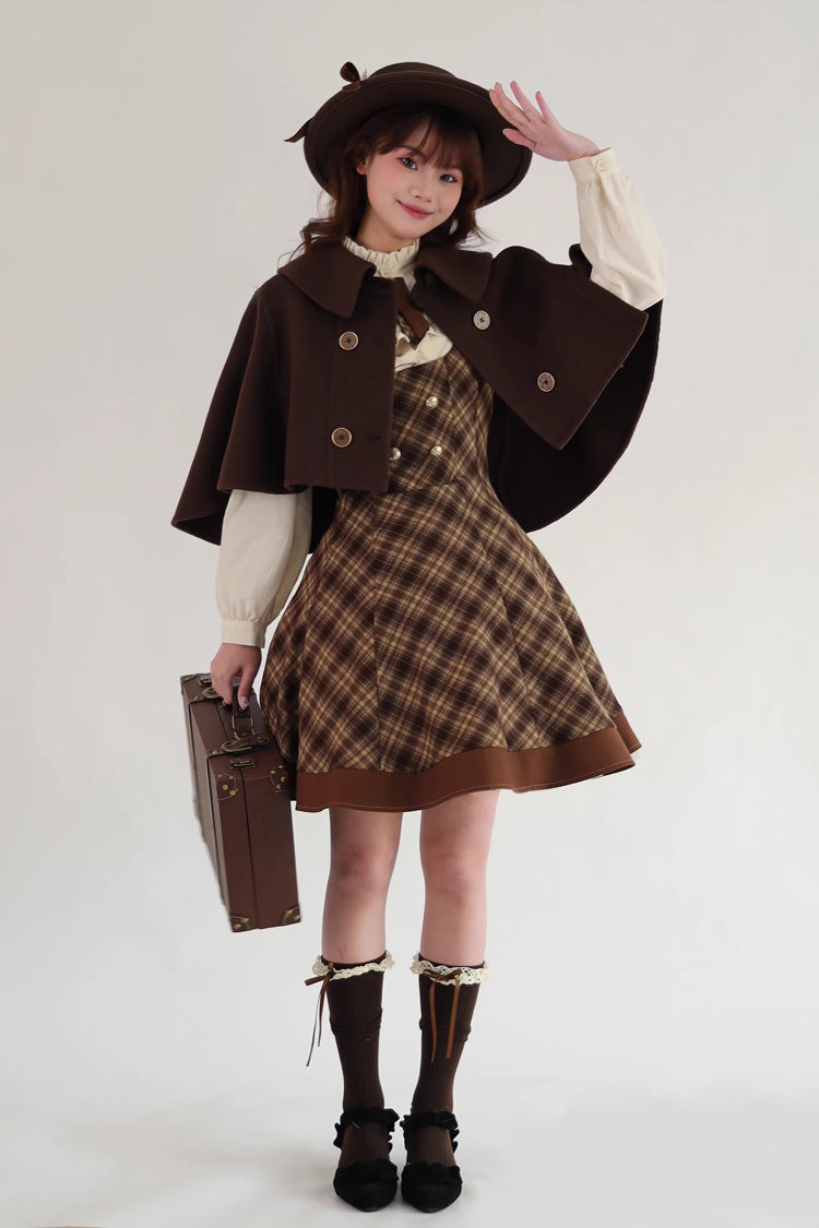 Lolita Jumper Skirt - Broken Pocket Watch, Brown, Classic Style, Printed - S Cape / M Cape / L Cape option