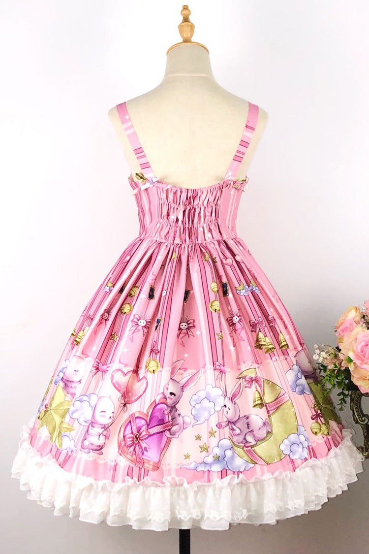 Lolita Jumper Skirt - Bunny Star Paradise, 4 Colors, Sweet Style, Bow Detail, Lace Trim - additional product view 3