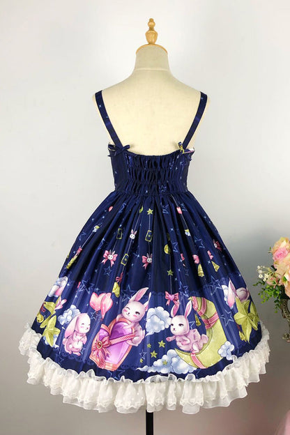 Lolita Jumper Skirt - Bunny Star Paradise, 4 Colors, Sweet Style, Bow Detail, Lace Trim - additional product view 6