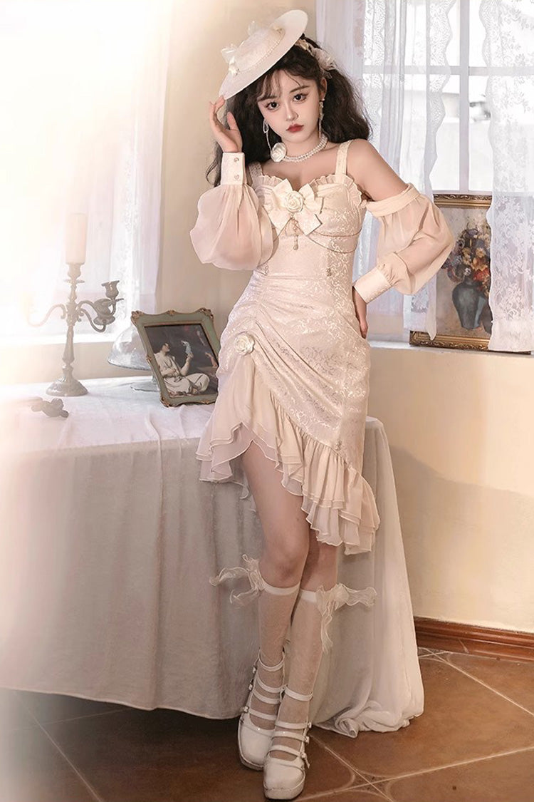 Lolita Jumper Skirt - Camellia 2.0, Champagne, Fishtail Silhouette, Ruffled, Sweet Style - main product image