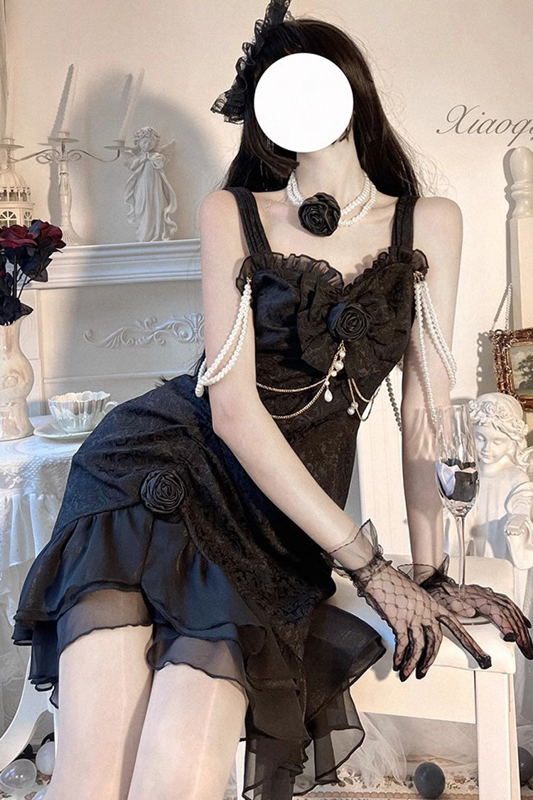 Lolita Jumper Skirt - Camellia Rose, 3 Colors, Gothic Style, Chinese-Inspired Style - additional product view 3
