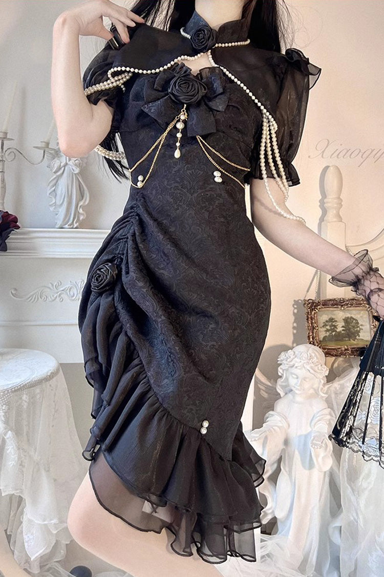 Lolita Jumper Skirt - Camellia Rose, 3 Colors, Gothic Style, Chinese-Inspired Style - additional product view 5