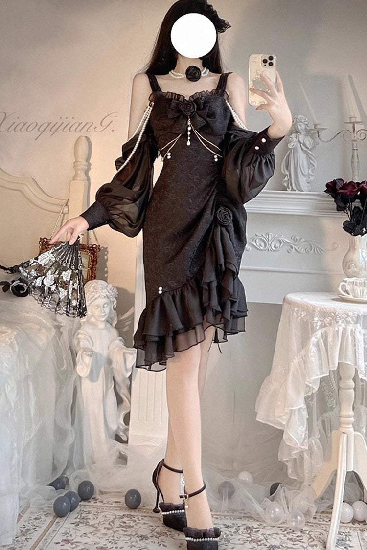 Lolita Jumper Skirt - Camellia Rose, 3 Colors, Gothic Style, Chinese-Inspired Style - additional product view 7