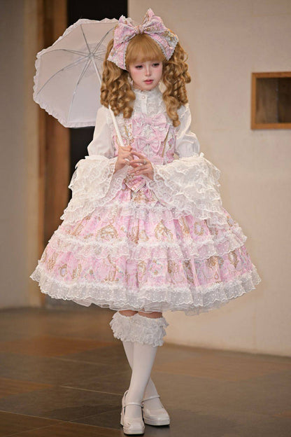 Lolita Jumper Skirt - Candelabrum Elegy, Pink, Layered, Sweet Style, Bow Detail - additional product view 2