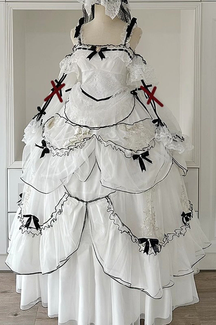 Lolita Jumper Skirt - Cascade Poem, White, Plus Size, Long Length, Ruffled - additional product view 3